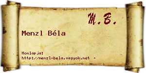 Menzl Béla névjegykártya